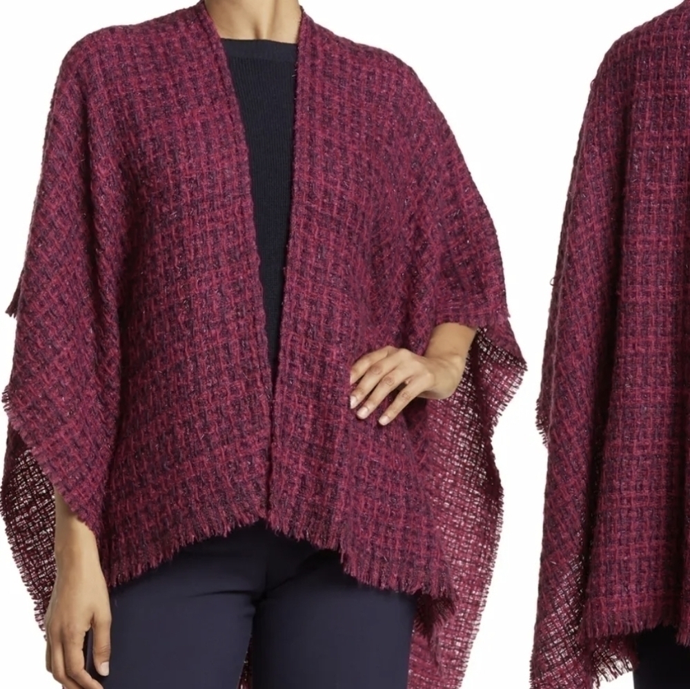 NWT Echo Poncho Metallic Tweed sweater knit winter cardigan
